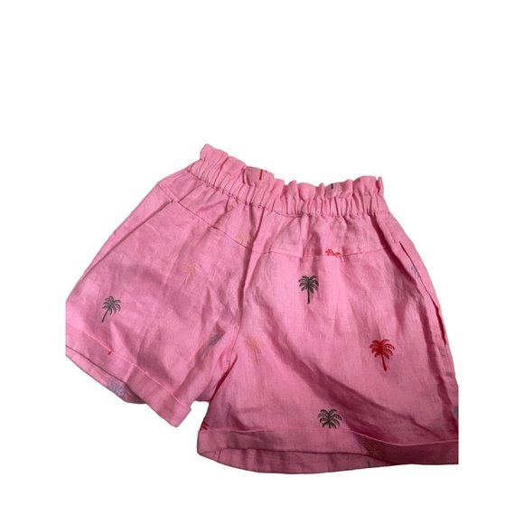 NWT Anthropologie FARM RIO Embroidered Pink Shorts Palm Trees Linen Size M - Picture 5 of 8